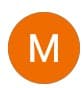 A solid orange circle featuring a white capital letter M in the center.